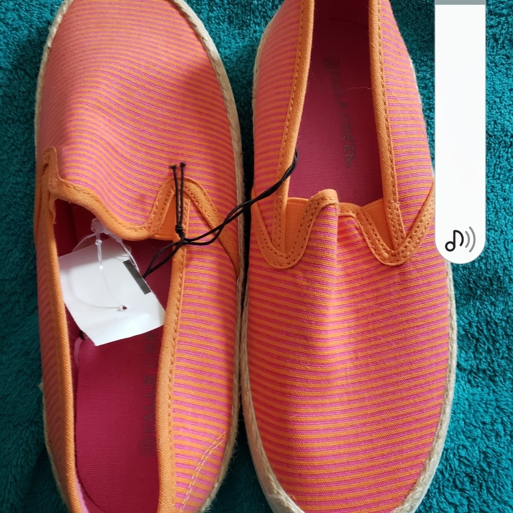 Vibrant Orange Striped Espadrilles